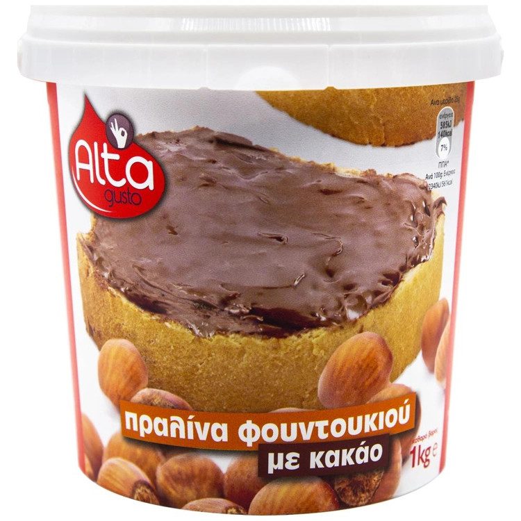 ALTA Gusto Πραλίνα Φουντουκιού Με Κακάο 1kg – Είδη Επάλειψης