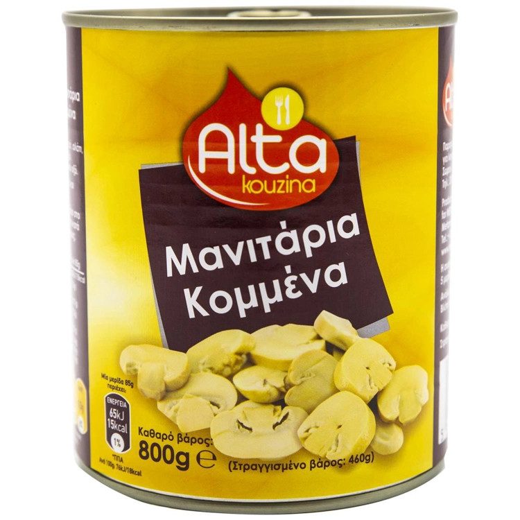 ALTA Kouzina Μανιτάρια Κομμένα 800gr – Τρόφιμα Μακράς Συντήρησης