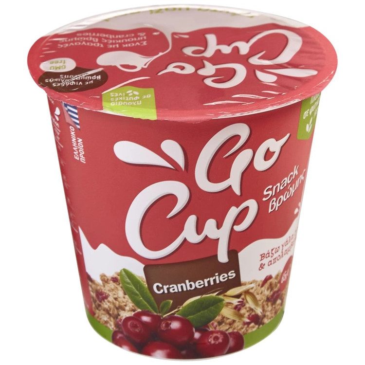 GO CUP Snack Βρώμης Cranberries 65gr – Δημητριακά