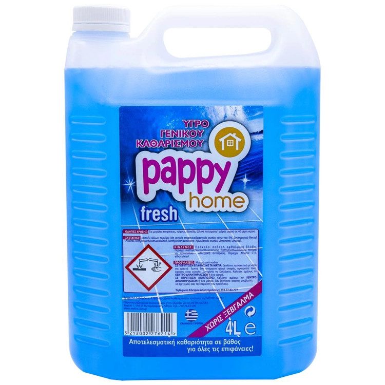 PAPPY HOME υγρό γενικού καθαρισμού fresh 4lt – Καθαριστικά Επιφανειών