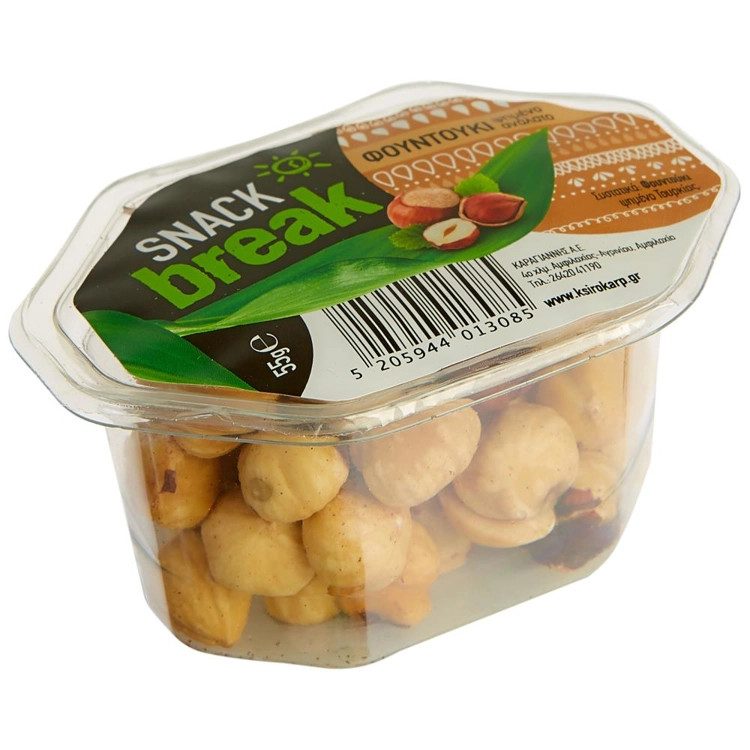 SNACK BREAK φουντούκι ψημένο ανάλατο 55gr – Ξηροί Καρποί και Αποξηραμένα Φρούτα