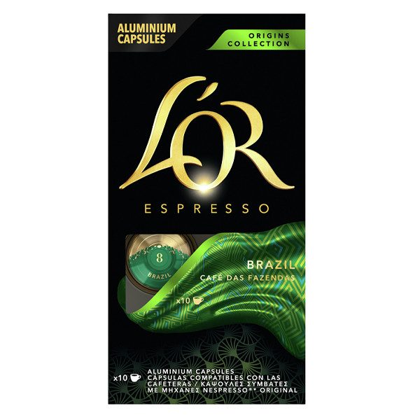 L'OR καφές espresso Brazil σε κάψουλες συμβατές με μηχανή Nespresso 10τεμ – Κάψουλες Καφέ και Ροφημάτων