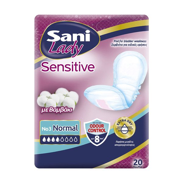 SANI sensitive lady σερβιέτες ειδικών χρήσεων No3 normal 20τεμ – Σερβιέτες Ακράτειας