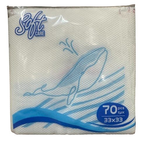 SOFTCARE χαρτοπετσέτες ζωάκια 33x33cm 70τεμ
