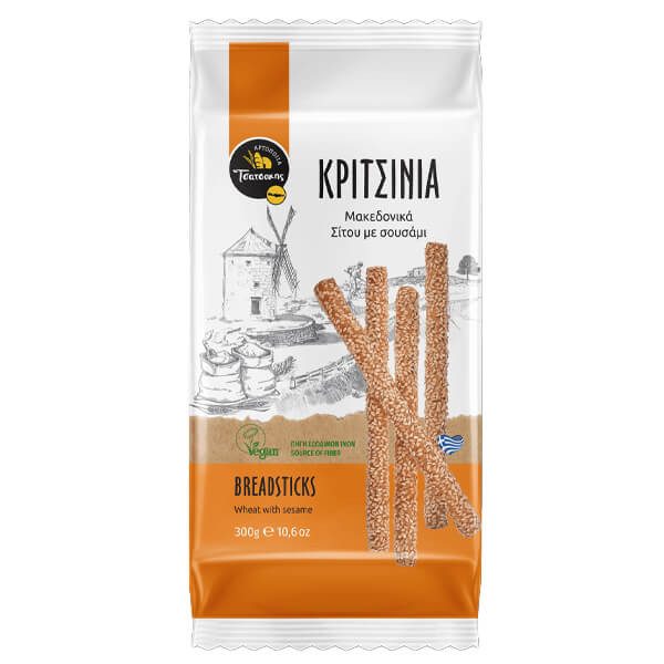 ΤΣΑΤΣΑΚΗΣ κριτσίνια σίτου με σουσάμι vegan 300gr – Τσατσάκης – Αρτοσκευάσματα