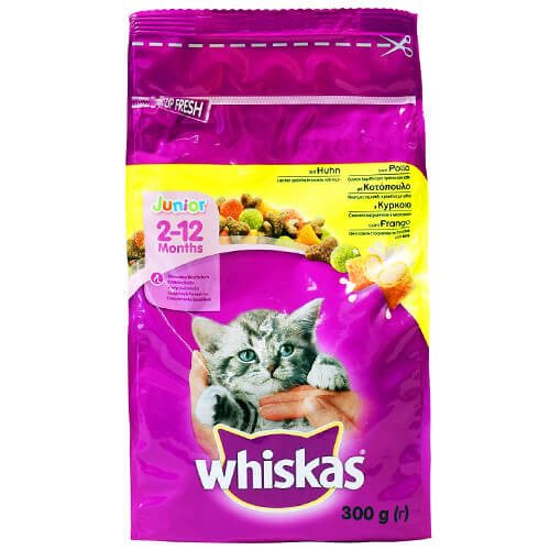 WHISKAS γατοτροφή κροκέτα junior με κοτόπουλο 300gr – Ξηρά Τροφή Γάτας