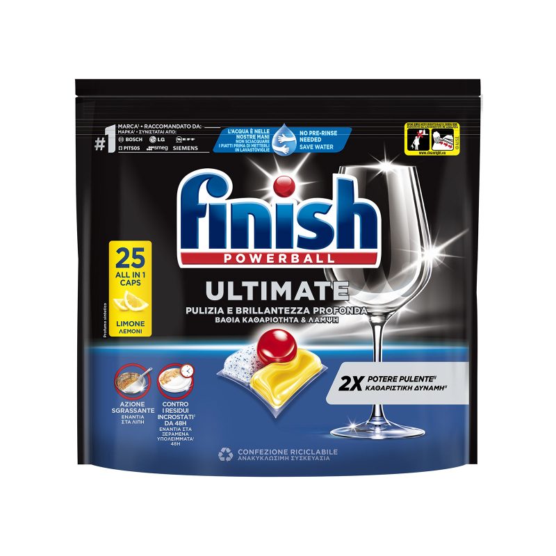 FINISH ταμπλέτες πλυντηρίου πιάτων powerball ultimate λεμόνι 25τεμ – Απορρυπαντικά Πλυντηρίου Πιάτων