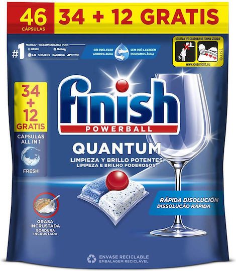 FINISH ταμπλέτες πλυντηρίου πιάτων powerball quantum classic 46τεμ – Απορρυπαντικά Πλυντηρίου Πιάτων