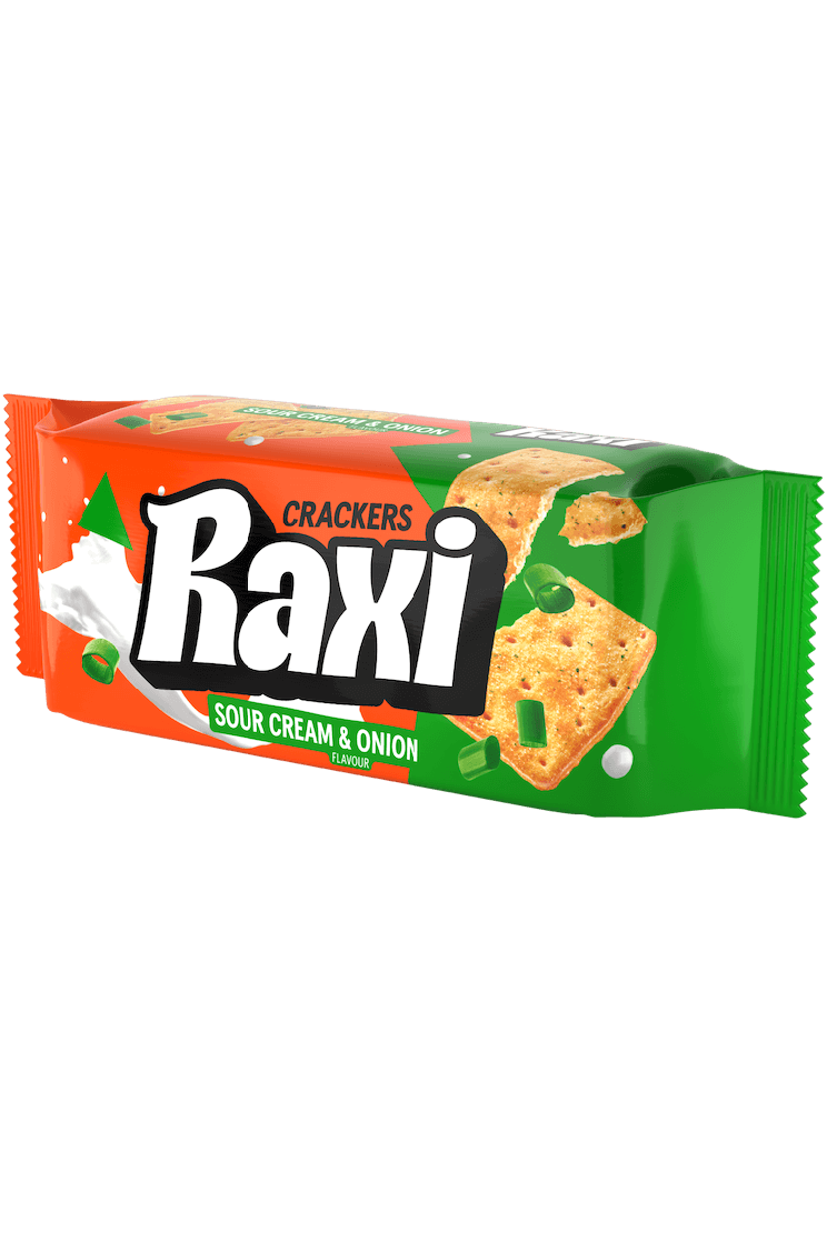 RAXI κράκερ sour cream και onion 70gr – Αλμυρά Snacks