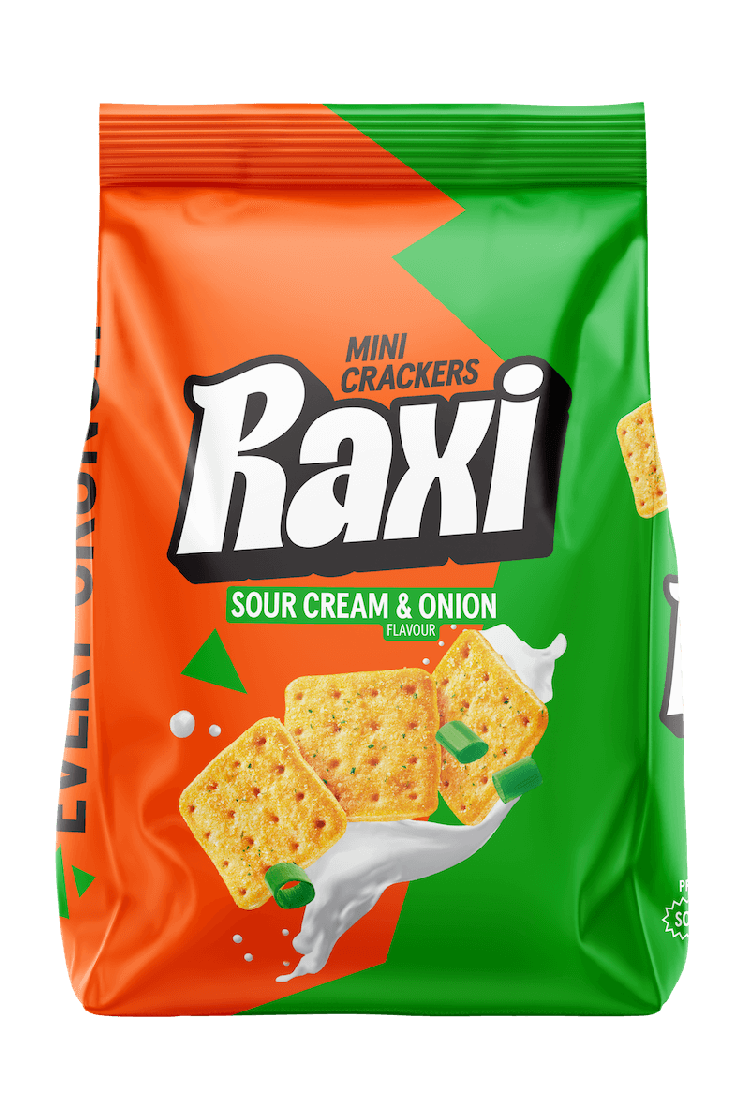 RAXI κράκερ sour cream και onion 100gr – Αλμυρά Snacks