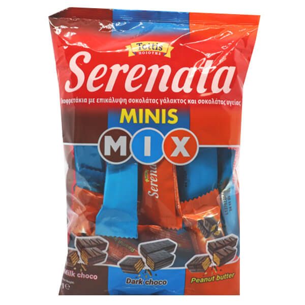 BINGO Serenata γκοφρετάκια mini mix με σοκολάτα γάλακτος, υγείας και φυστικοβούτυο 180gr – Σοκολάτες
