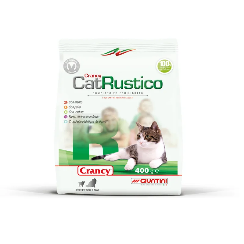 GIUNTINI Cat Rustico γατοτροφή crancy με βοδινό και κοτόπουλο 400gr – Λιχουδιές/Σνακ Γάτας