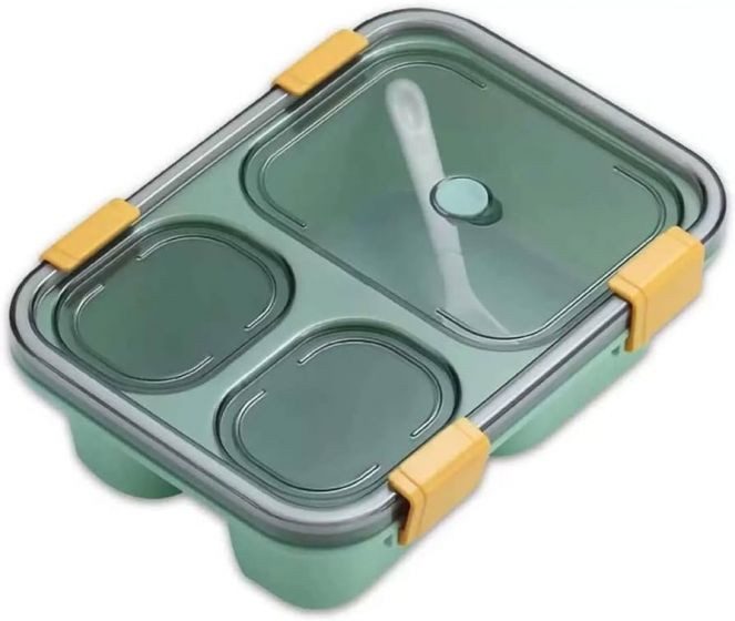 LUNCH BOX φαγητοδοχείο με 3 θήκες και πιρούνι πλαστικό 800ml – Δοχεία Φαγητού