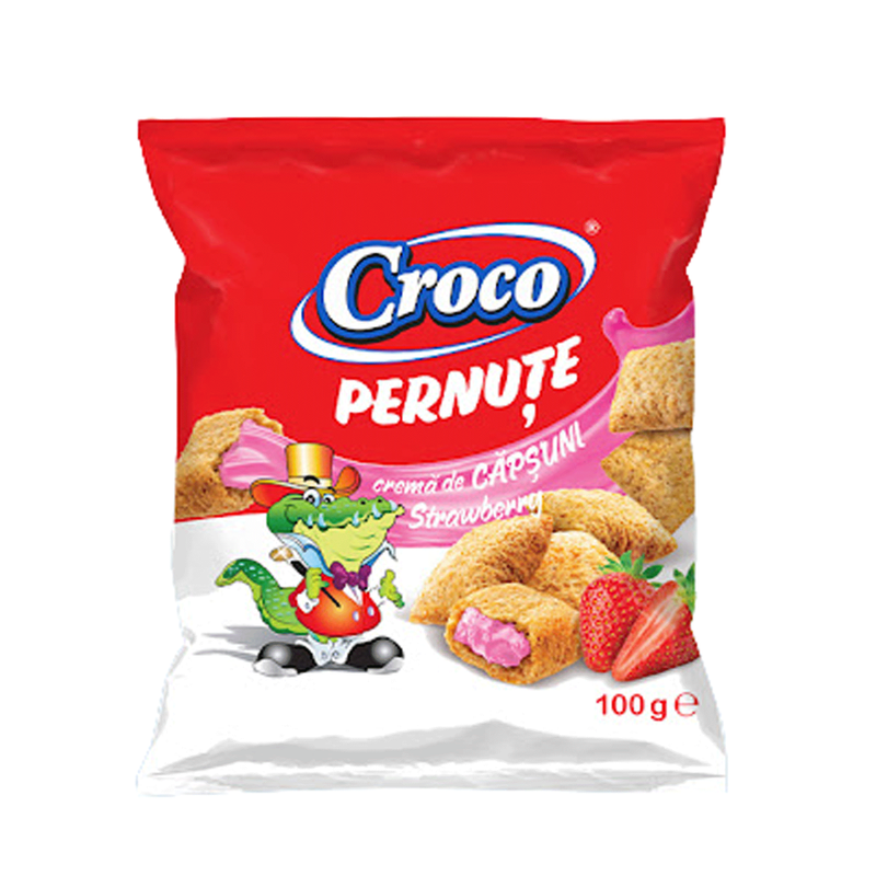 CROCO δημητριακά μαξιλαράκια γεμιστά με φράουλα 100gr