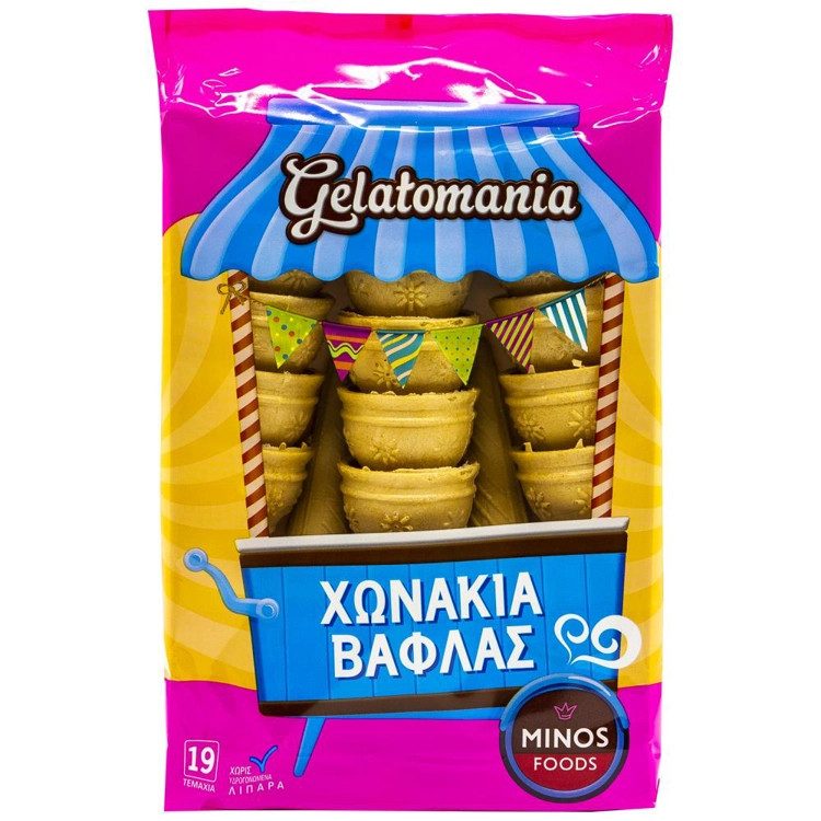 MINOS FOODS gelatomania χωνάκια βάφλας παγωτού 19τεμ 72gr – Κέικ, Τσουρέκια και Κρουασάν