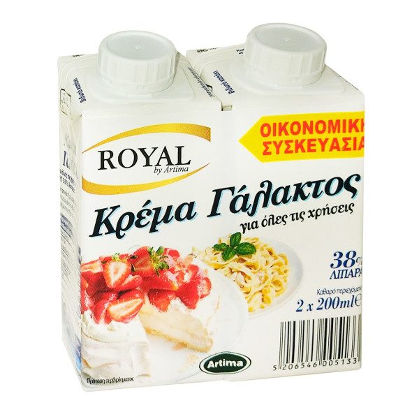 ROYAL κρέμα γάλακτος 38% 2x200ml – Υλικά Μαγειρικής
