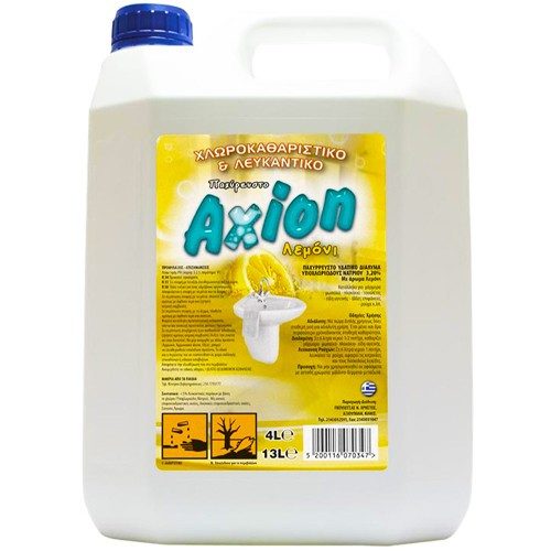 AXION παχύρρευστο χλωροκαθαριστικό με άρωμα λεμόνι 4lt – Καθαριστικά Μπάνιου
