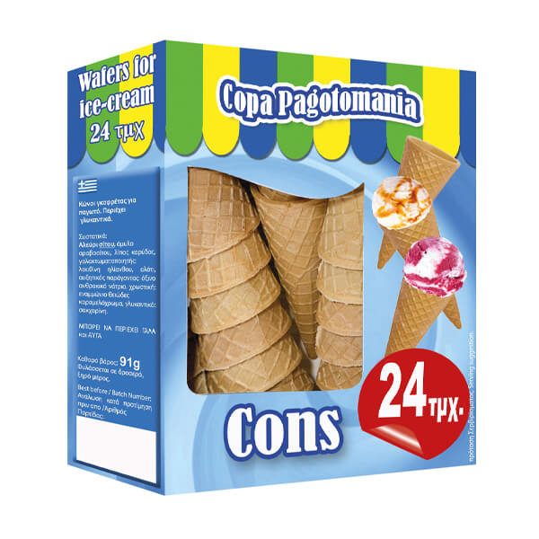 PAGOTOMANIA χωνάκια παγωτού 24τεμ – Κέικ, Τσουρέκια και Κρουασάν
