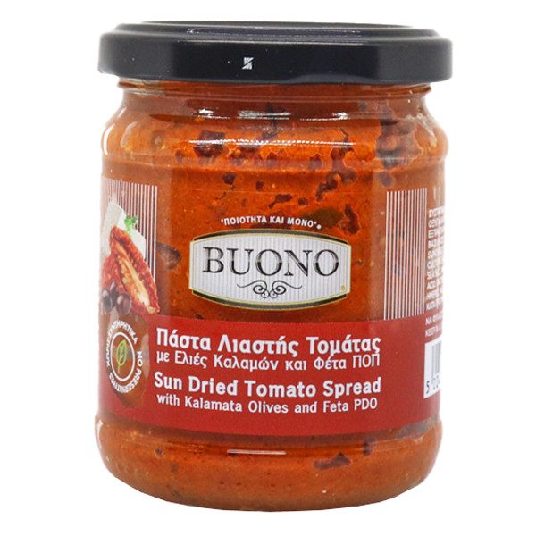 BUONO πάστα λιαστής ντομάτας με φέτα ποπ και ελιά 200gr – Τρόφιμα Μακράς Συντήρησης