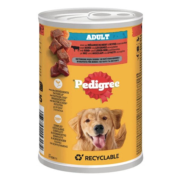 PEDIGREE σκυλοτροφή κονσέρβα μοσχάρι, συκώτι και καρότα 400gr – Υγρή Τροφή Σκύλων