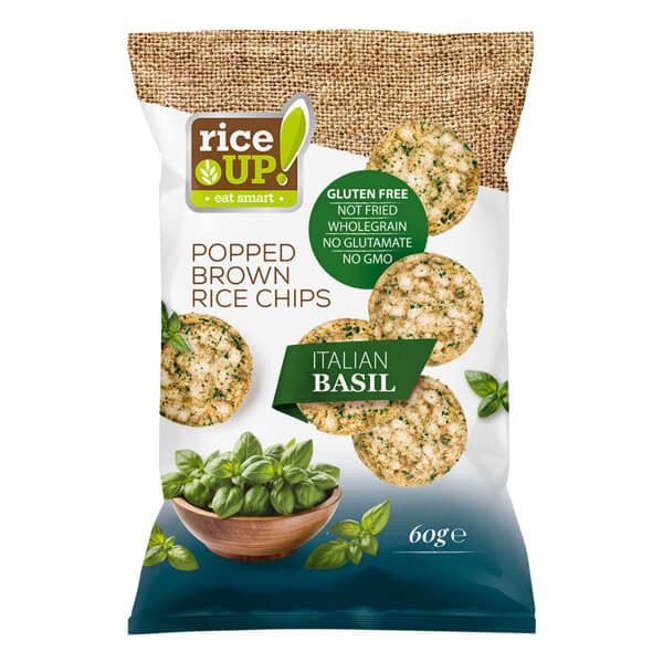 RICE UP chips ολικής βασιλικός Ιταλίας 60gr – Αλμυρά Snacks