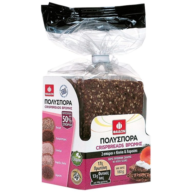ΦΑΙΔΩΝ Crispbread βρώμης με κινόα και χαρούπι 180gr – Φαίδων – Αρτοσκευάσματα