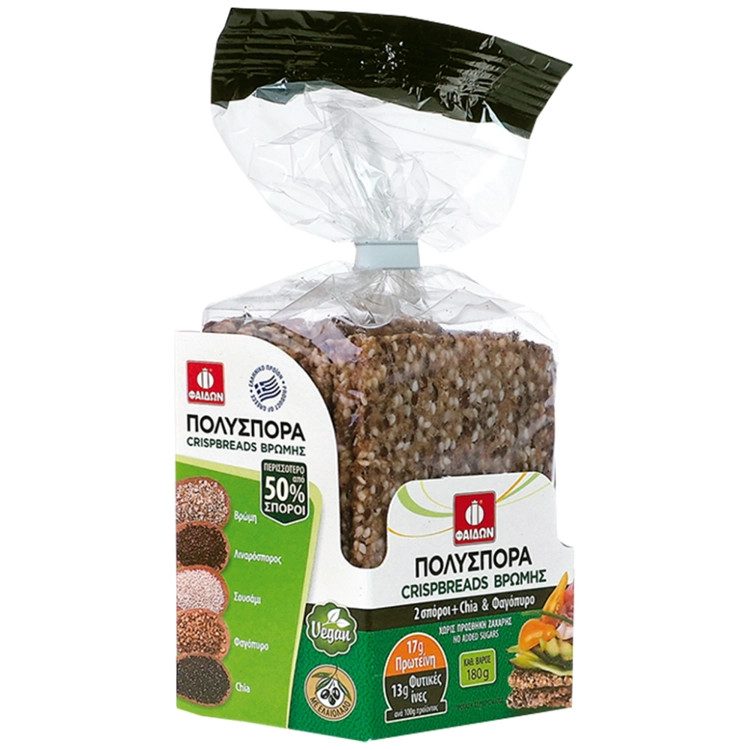 ΦΑΙΔΩΝ Crispbread βρώμης με τσία και φαγόπυρο 180gr – Φαίδων – Αρτοσκευάσματα