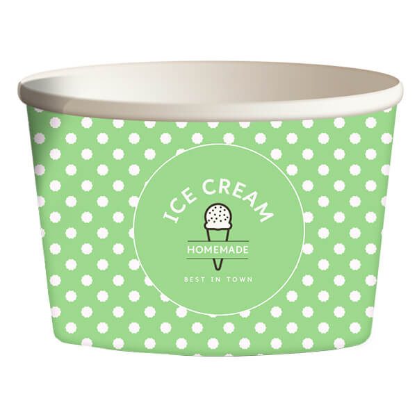 Χάρτινο κύπελλο παγωτού dot πράσινο 5oz 50τεμ – MrPanda – Μπωλ/Κύπελλα μιας Χρήσης (Χονδρική)