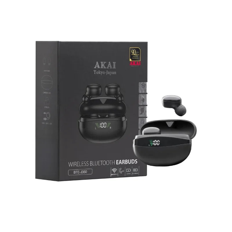 AKAI BTE-J350 Ασύρματα in-ear ακουστικά με ψηφιακή οθόνη LED, Bluetooth και Handsfree – Bluetooth Handsfree