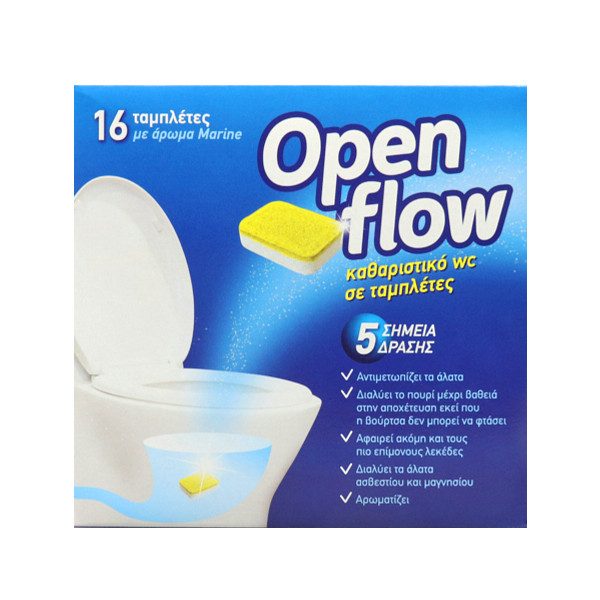 OPEN FLOW ταμπλέτες απόφραξης τουαλέτας 16x20gr – Καθαριστικά Μπάνιου