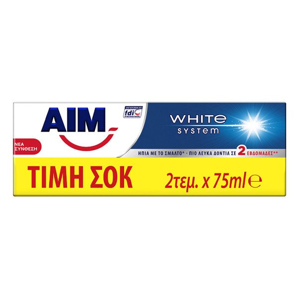 AIM οδοντόκρεμα white system 2x75ml – Οδοντόκρεμες