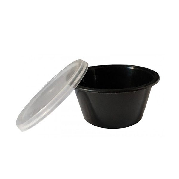 Σωσάκι με καπάκι μαύρο 2oz 60ml 50τεμ – MrPanda – Σκεύη Πλαστικά (Χονδρική)