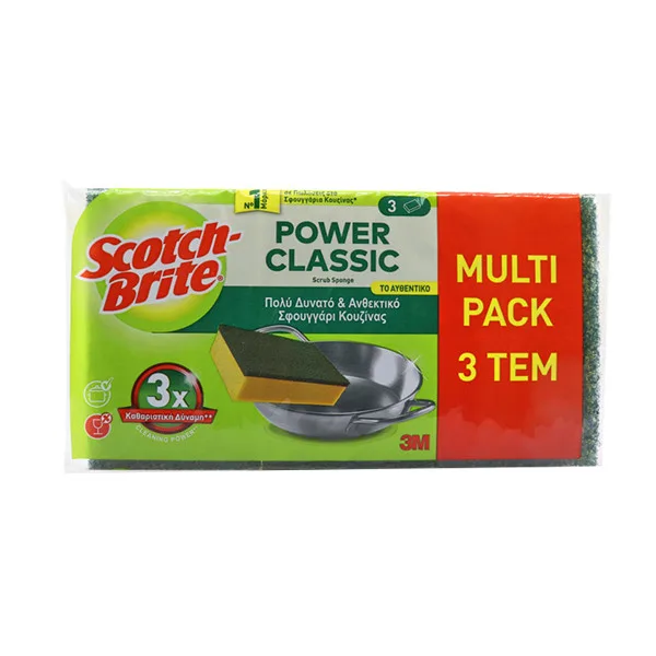 SCOTCH-BRITE σφουγγαράκι κουζίνας κλασικό 3τεμ – Σφουγγάρια Κουζίνας