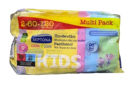 SEPTONA μωρομάντηλα Calm n Care Πανθενόλη Kids 2x60τεμ