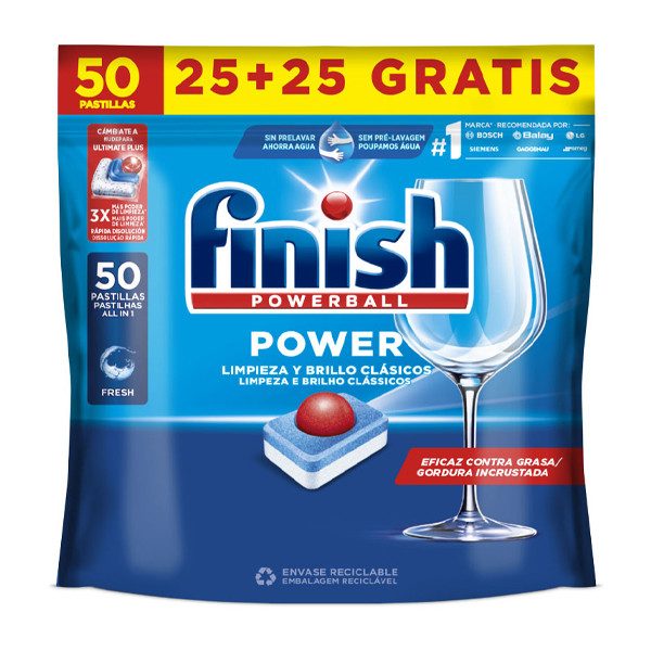 FINISH ταμπλέτες πλυντηρίου πιάτων powerball classic 50τεμ – Απορρυπαντικά Πλυντηρίου Πιάτων