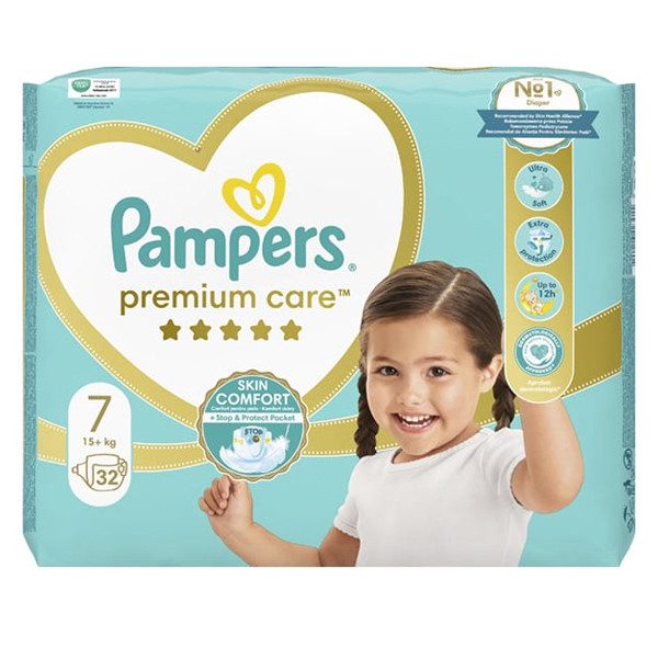 PAMPERS premium care βρεφικές πάνες No7 15+kg 32τεμ – Πάνες Μωρού