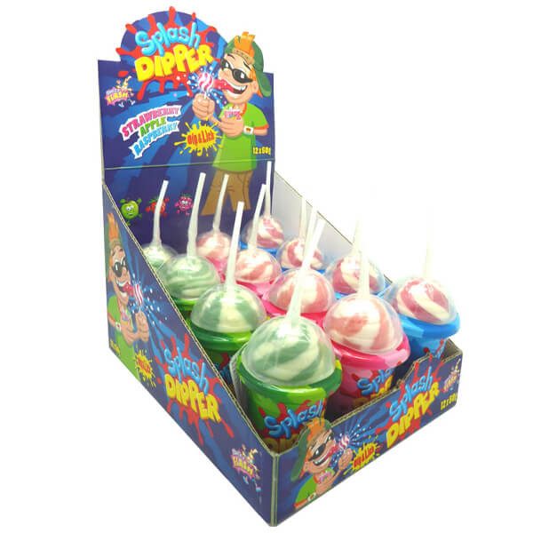 SPLASH DIPPER ποτήρι με γλειφιτζούρι και ξινή σκόνη 12x50gr – MrPanda – Καραμέλες, Γλειφιτζούρια και Τσίχλες