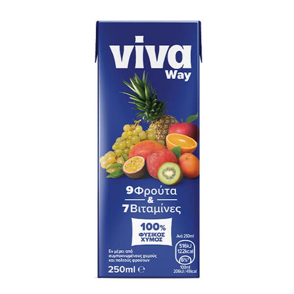 VIVA χυμός 100% φυσικός way με 9 φρούτα 250ml – Χυμοί