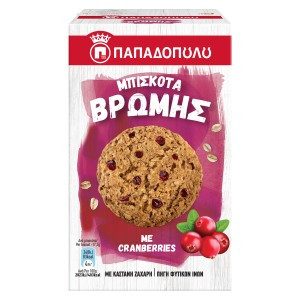 ΠΑΠΑΔΟΠΟΥΛΟΥ μπισκότα βρώμης με κράνμπερι και καστανή ζάχαρη 155gr – Παπαδοπούλου