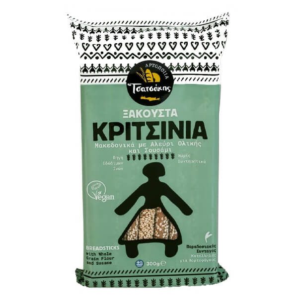 ΤΣΑΤΣΑΚΗΣ κριτσίνια ολικής άλεσης με σουσάμι vegan 300gr – Τσατσάκης – Αρτοσκευάσματα