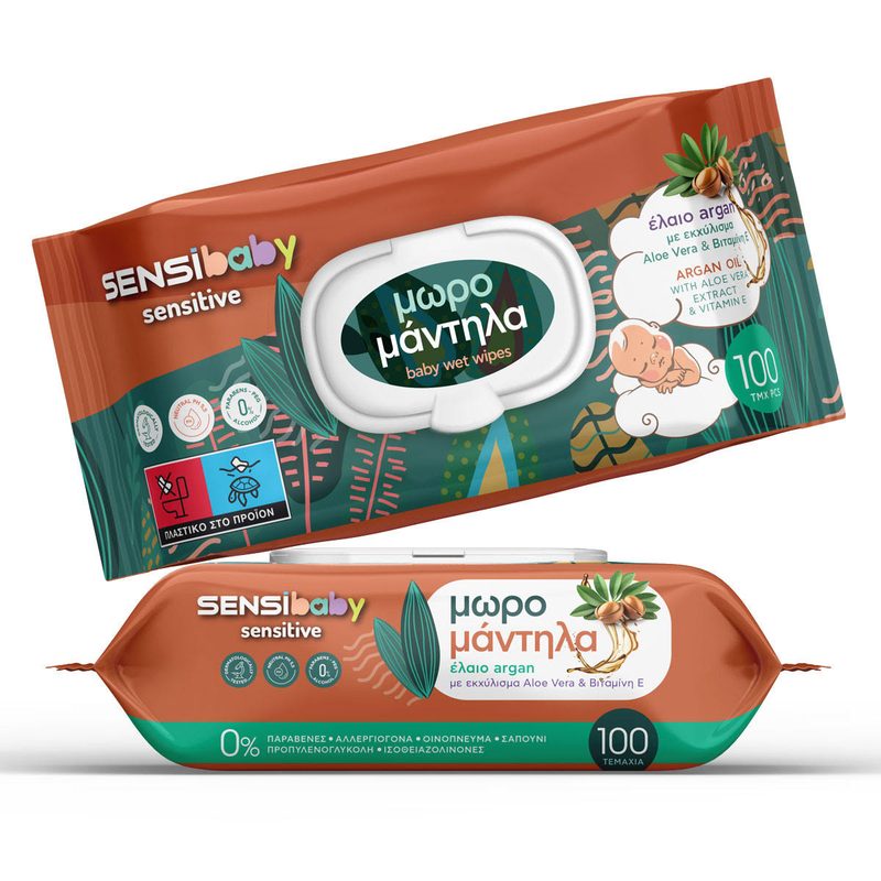 SENSIBABY μωρομάντηλα αργανέλαιο 100τεμ – SensiMed