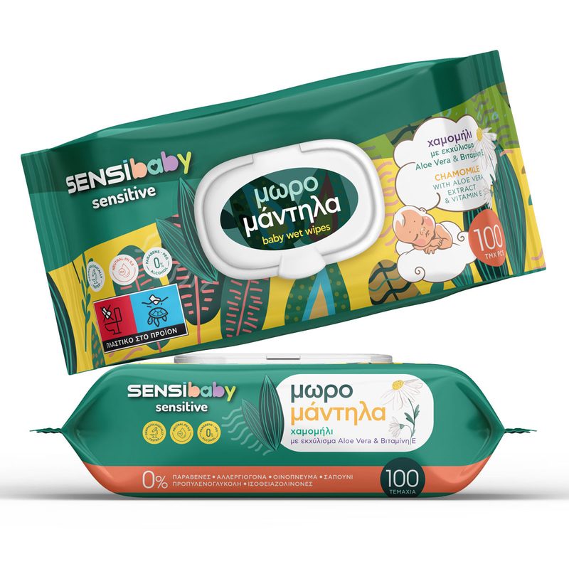 SENSIBABY μωρομάντηλα χαμομήλι 100τεμ – SensiMed