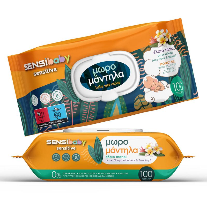 SENSIBABY μωρομάντηλα monoi oil 100τεμ – SensiMed