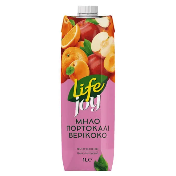 LIFE Joy χυμός με μήλο, πορτοκάλι και βερίκοκο 1lt – Χυμοί