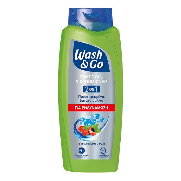 WASH και GO σαμπουάν 2σε1 αναδόμησης και θρέψης 650ml