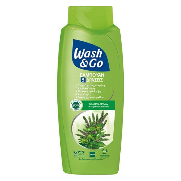 WASH και GO σαμπουάν αναδόμησης και θρέψης 650ml