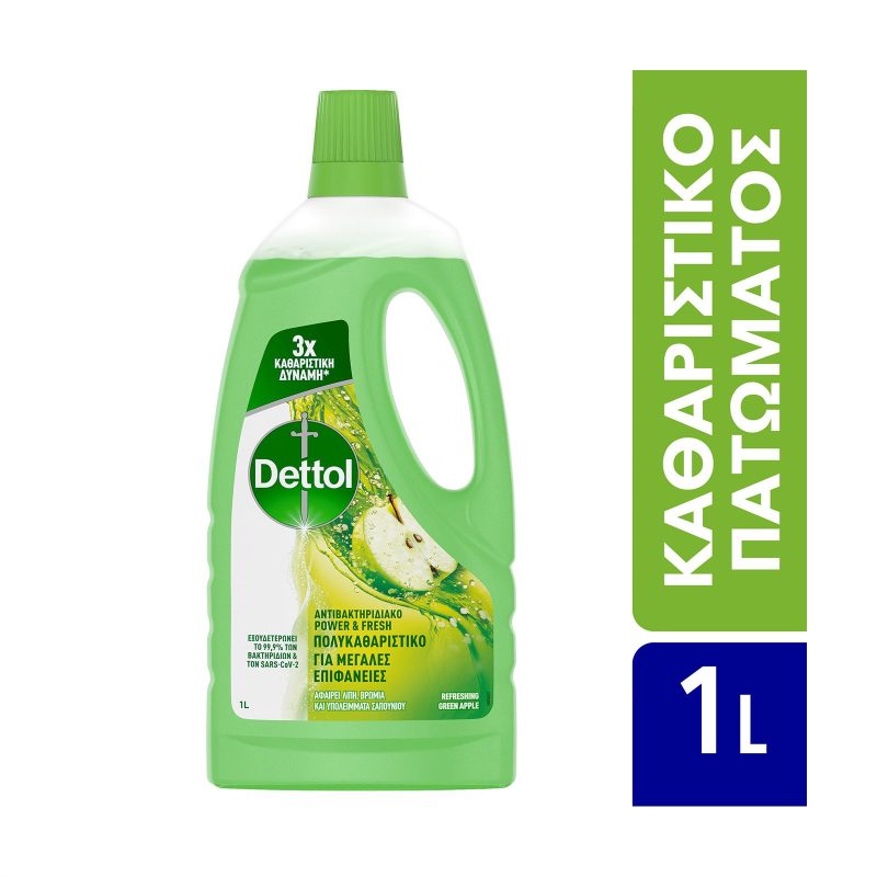 DETTOL υγρό καθαριστικό γενικής χρήσης power και fresh πράσινο μήλο 1lt – Καθαριστικά Επιφανειών