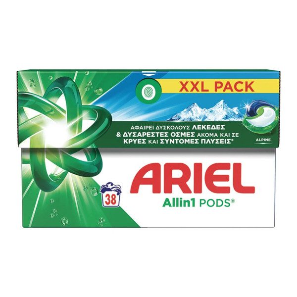 ARIEL κάψουλες πλυντηρίου ρούχων Alpine 38τεμ – Απορρυπαντικά Ρούχων