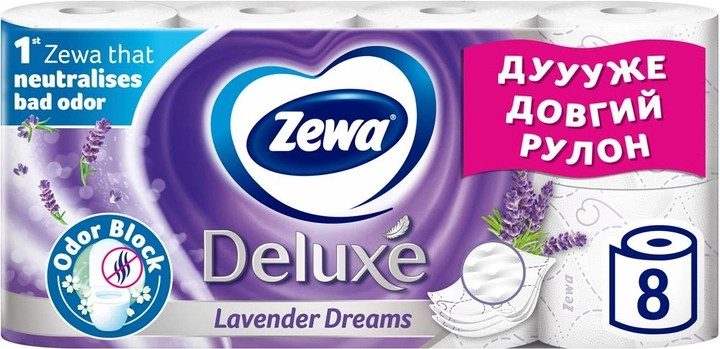 ZEWA deluxe χαρτί υγείας λεβάντα 8τεμ – Χαρτιά Υγείας