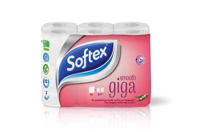 SOFTEX χαρτί υγείας smooth giga 2φυλλο 12τεμ – Χαρτιά Υγείας
